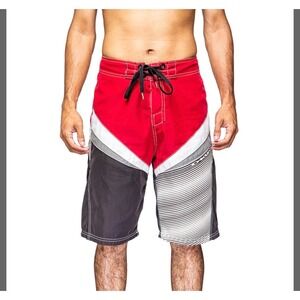 VTG Oakley Voltage 2.8 Boardshorts  Mens 36 Red Black White Colorblock Surf Y2K